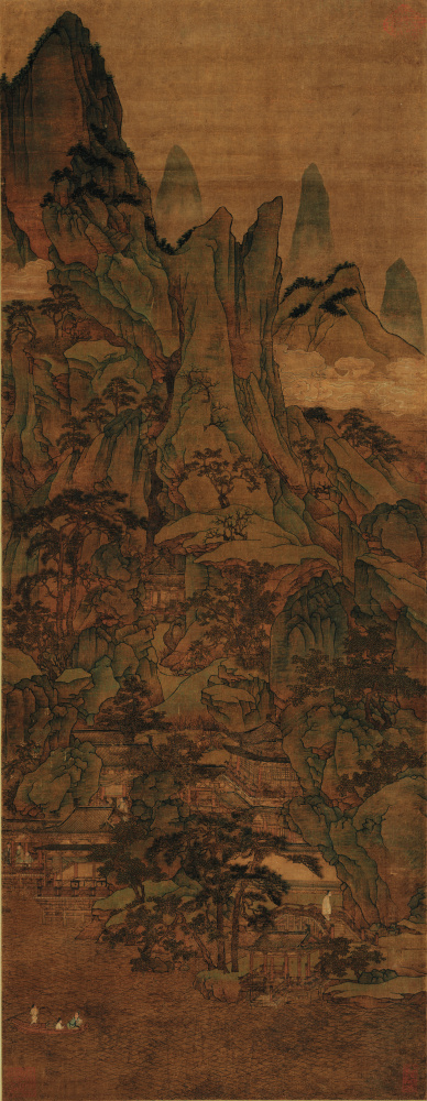 元 胡延晖 春山泛舟图(轴)绢本143x55.5.tif
